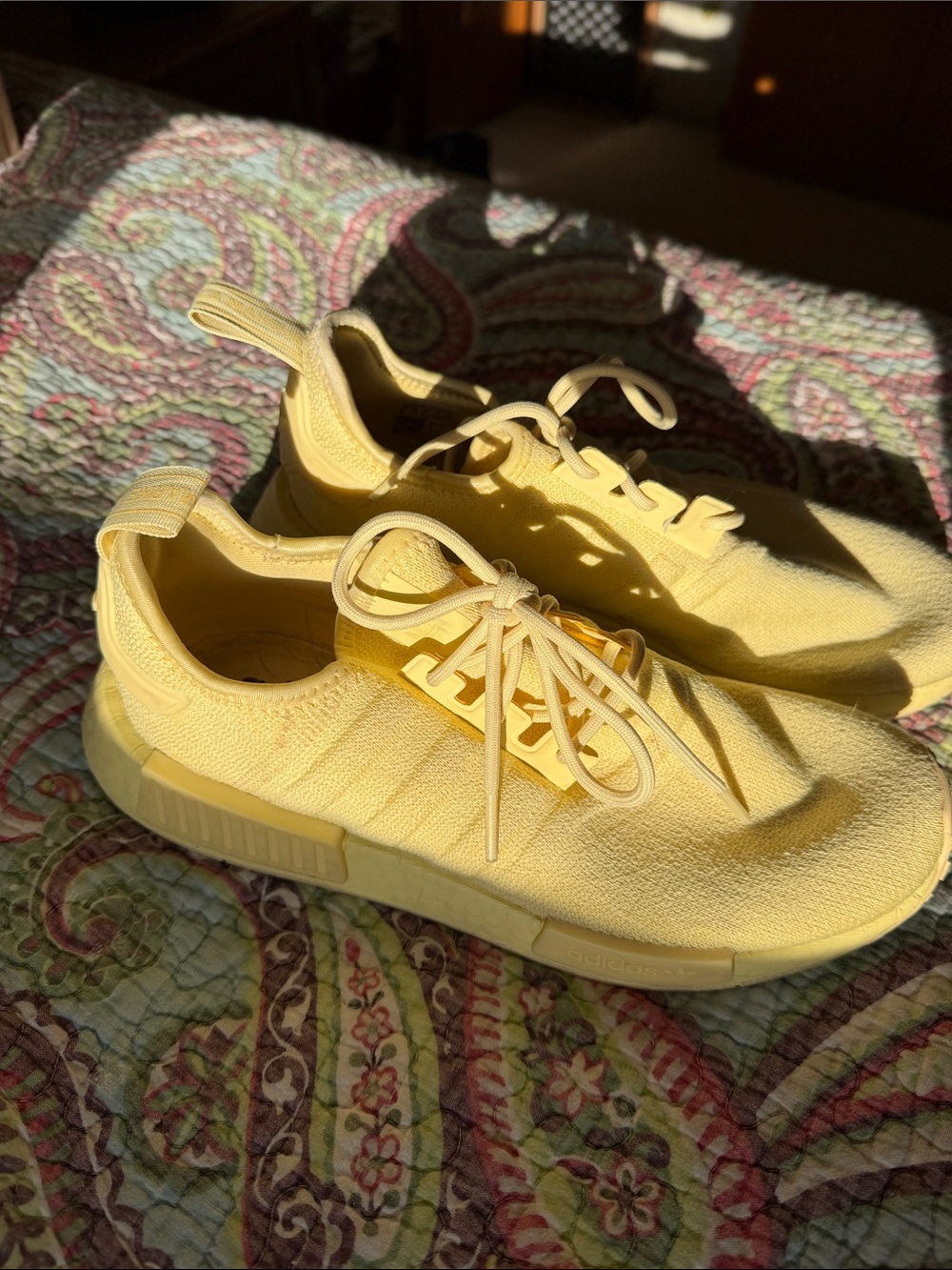 adidas Yellow Knit Lace-Up Women's Sneakers